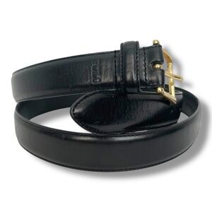 Polo Ralph Lauren Men’s Black Italian Leather Belt Gold Buckle Size 40